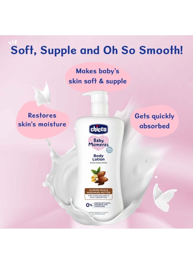 Chicco Baby Moments Body Lotion for Babies, 500ml | Almond Milk & Murumuru Butter | Quick Absorb Formula with Natural Ingredients for Ultra Soft Skin | Dermatologically Tested | Parabens & Phenoxyethanol Free - Image 4